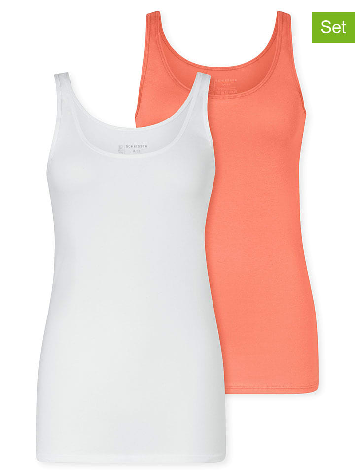 Schiesser Podkoszulki (2 szt.) w kolorze pomarańczowym i białym rozmiar: 40