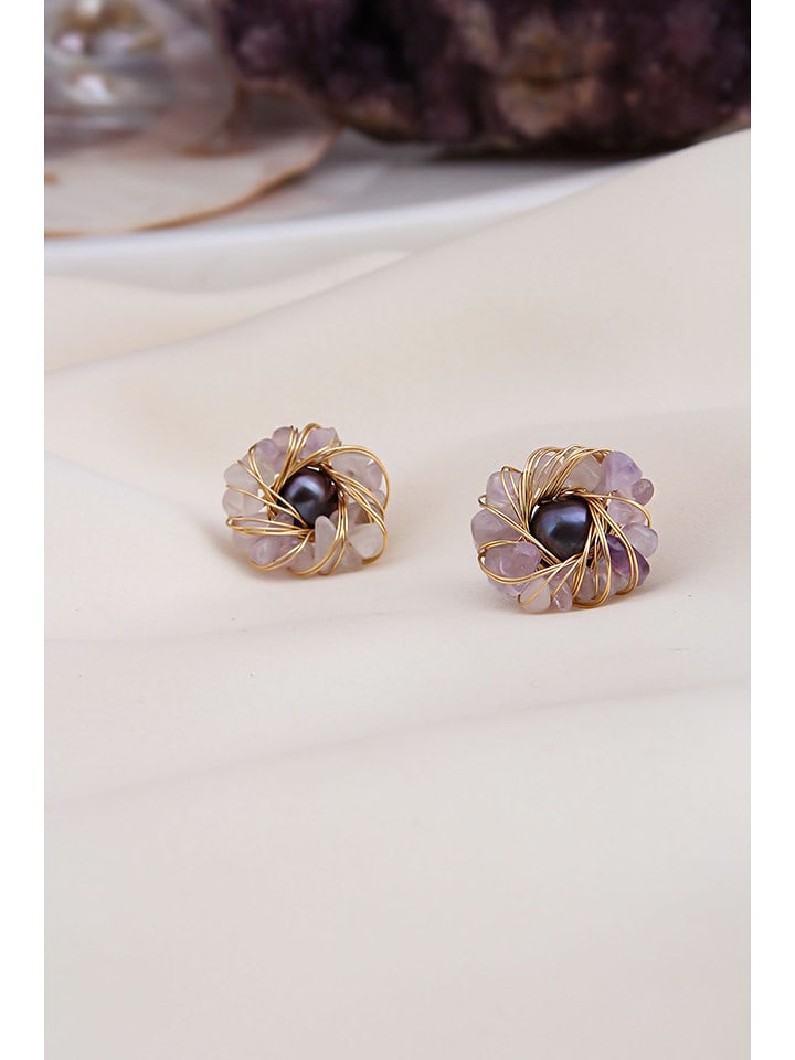 Pierres delicates Kolczyki-wkrętki z perłami w kolorze tahiti rozmiar: onesize