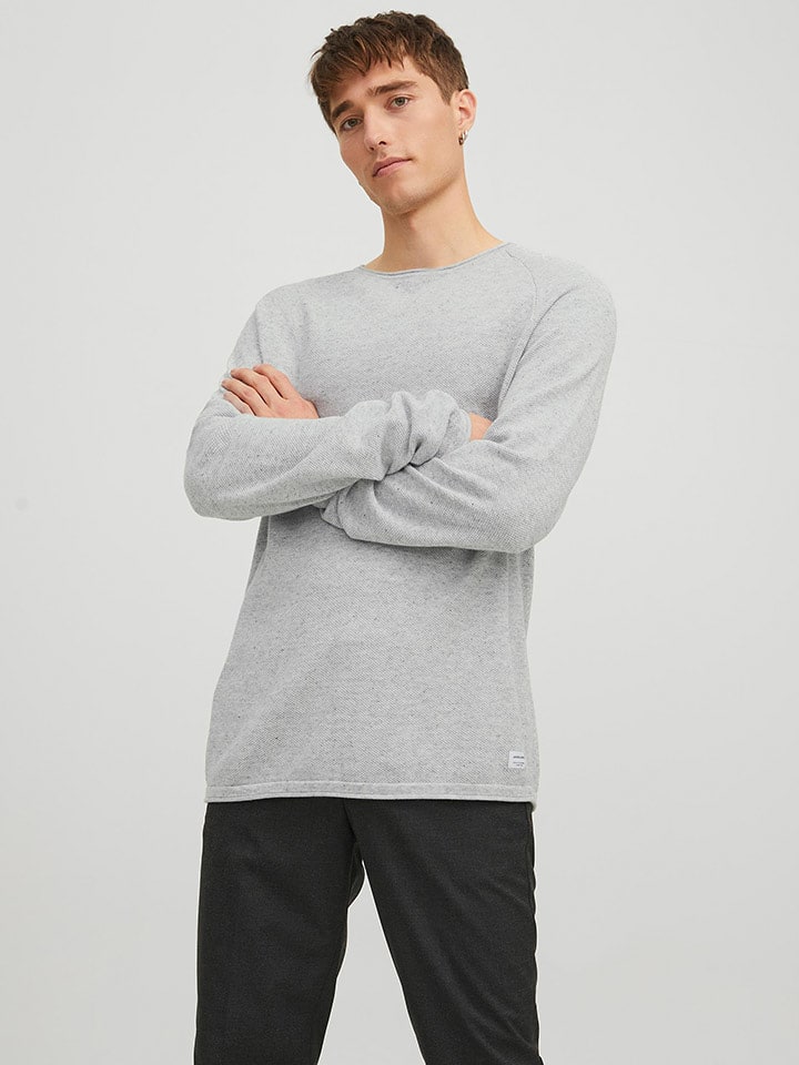 Jack & Jones Sweter "Hill" w kolorze szarym rozmiar: L