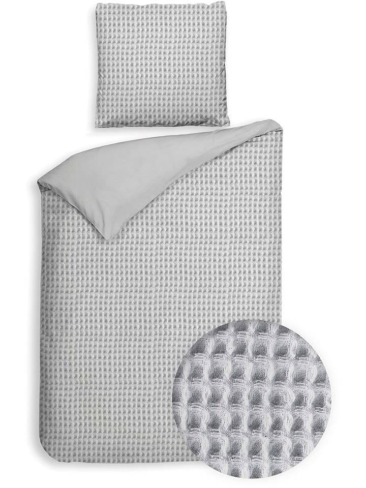 Heckett Lane Komplet pościeli perkalowej "Vafala" w kolorze szarym rozmiar: 200x220 cm