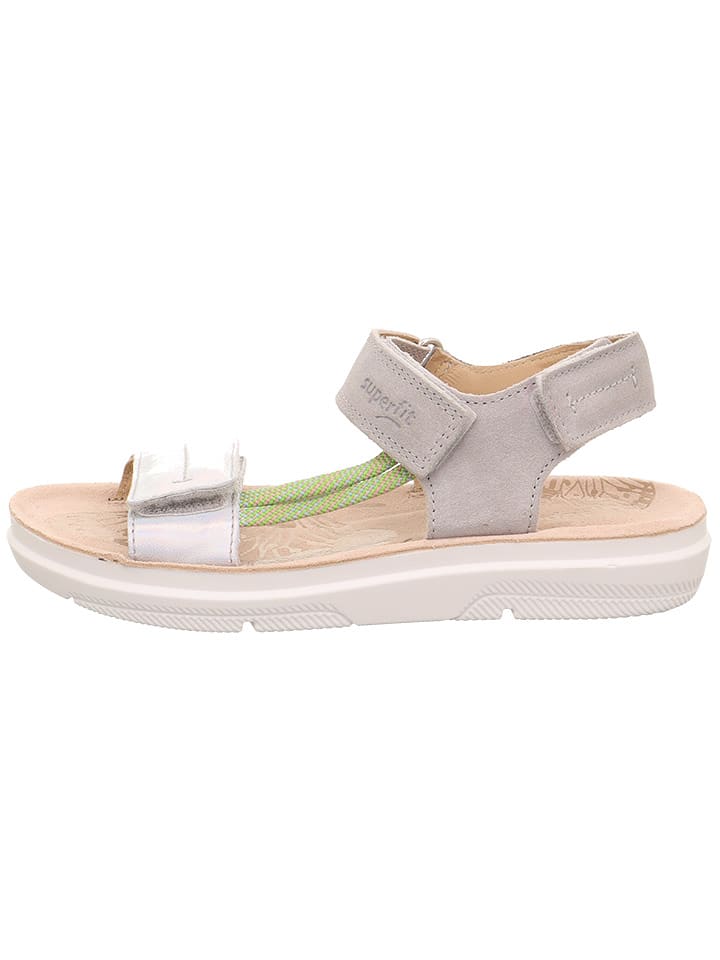 superfit Skórzane sandały w kolorze srebrno-szarym rozmiar: 36