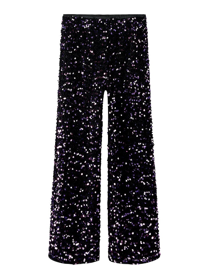 name it Spodnie "Prunica" w kolorze czarno-fioletowym rozmiar: 158