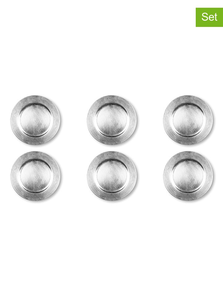 Trendy Kitchen by EXCÉLSA Talerze (6 szt.) w kolorze srebrnym do serwowania - Ø 33 cm rozmiar: onesize