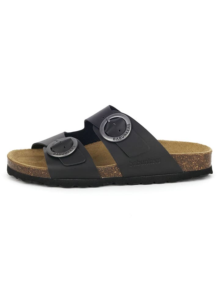 BABUNKERS Family Skórzane klapki w kolorze czarnym rozmiar: 38