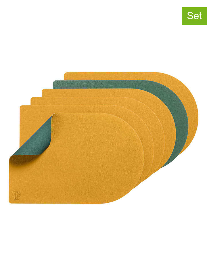 Björn Podkładki (6 szt.) w kolorze musztardowo-ciemnozielonym - 44,5 x 30 cm rozmiar: onesize