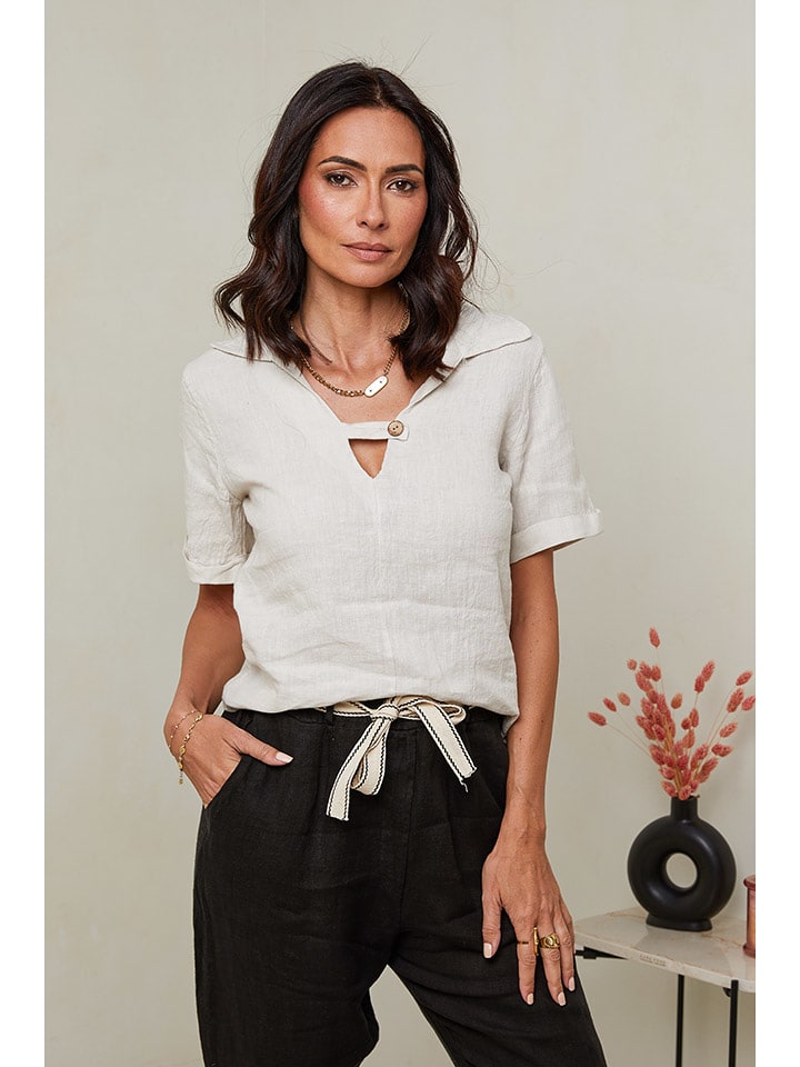 Le Monde du Lin Lniana bluzka w kolorze kremowym rozmiar: 38/40