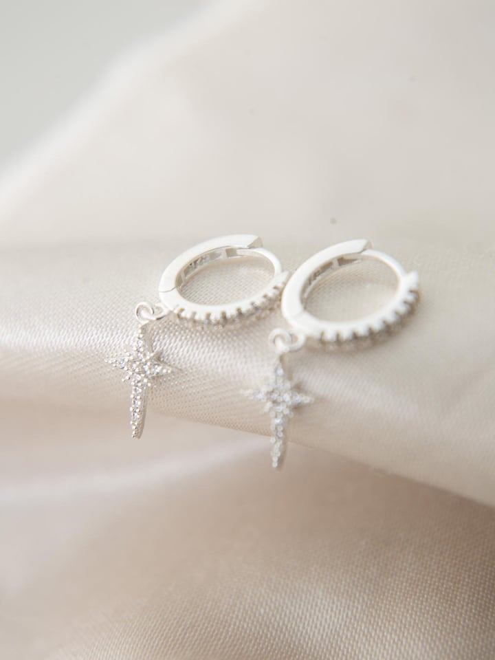 Lodie Silver Srebrne kolczyki-kreole z cyrkoniami rozmiar: onesize