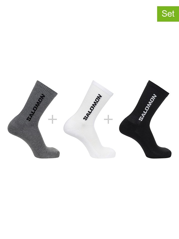 SALOMON Skarpety funkcyjne (3 pary) "Everyday Crew" w kolorze czarnym rozmiar: 42-44