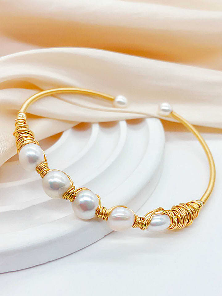 Pierres de Jade Pozłacana bransoletka z perłami rozmiar: onesize