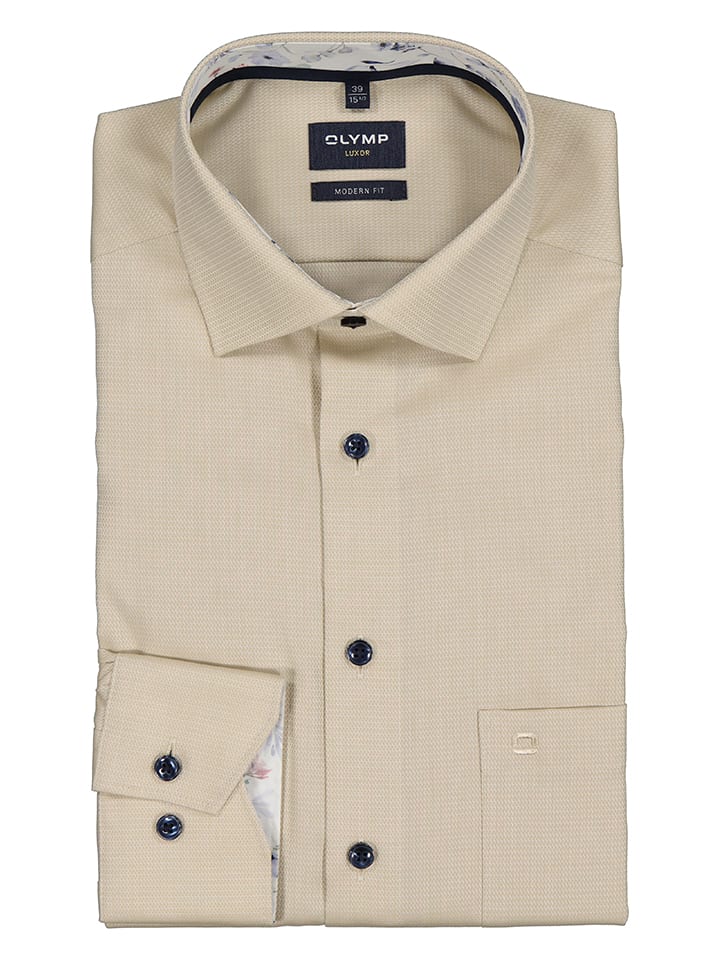 OLYMP Koszula "Luxor" - Modern fit - w kolorze beżowym rozmiar: 39
