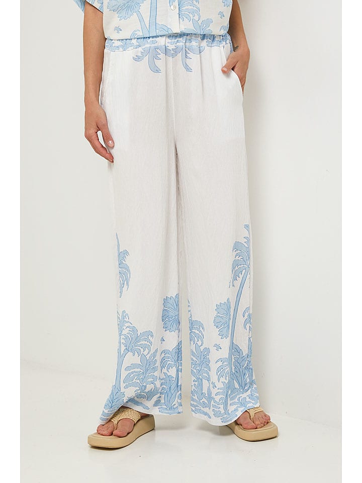 Lin Passion Spodnie w kolorze kremowo-błękitnym rozmiar: 38/40