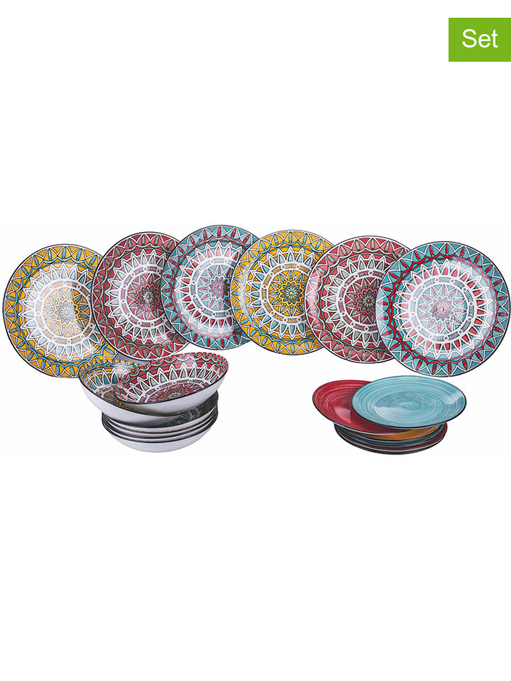 Villa d´Este 18-częściowy zestaw talerzy "Maya" ze wzorem rozmiar: onesize