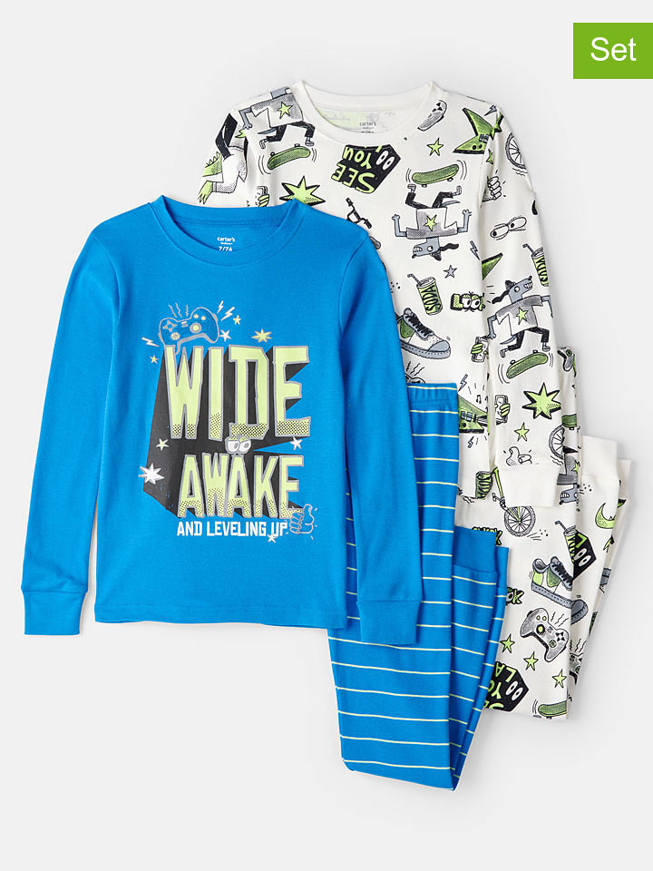 carter's Piżamy (2 szt.) w kolorze biało-niebiesko-limonkowym rozmiar: 128/134