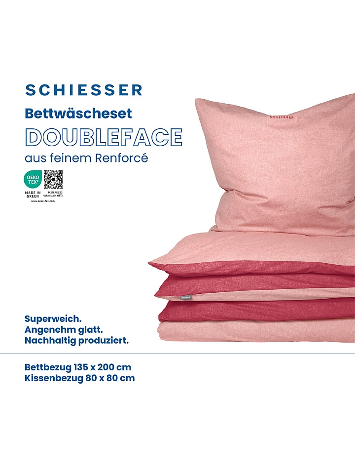 Schiesser Komplet pościeli renforcé w kolorze jasnoróżowym rozmiar: 135x200 cm