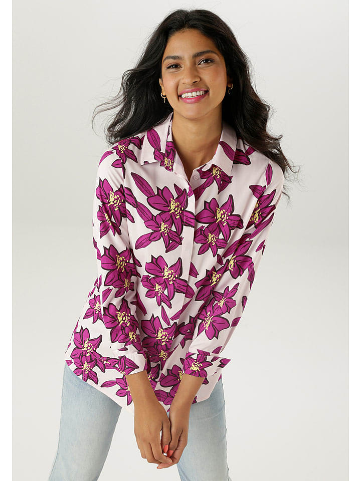 Aniston Bluzka w kolorze biało-fioletowym rozmiar: 38