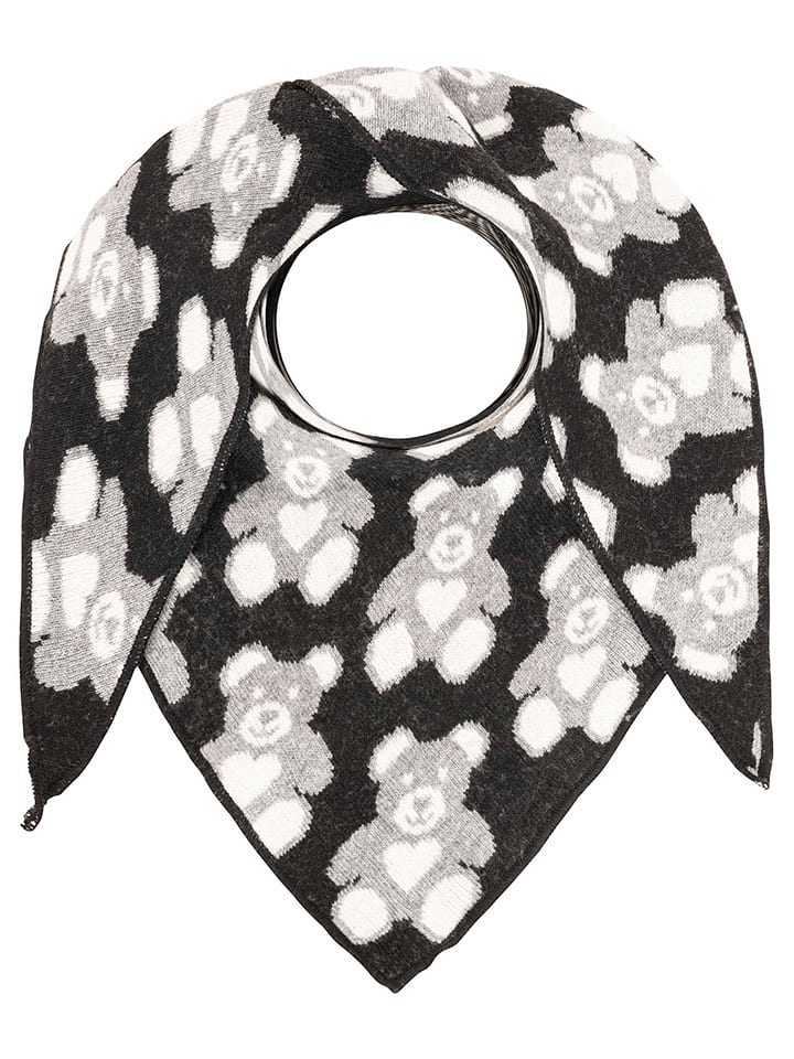 Zwillingsherz Chusta trójkątna w kolorze szaro-czarnym z dodatkiem wełny - 185 x 90 cm rozmiar: onesize