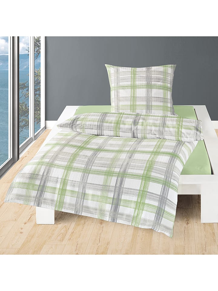 Bierbaum Komplet pościeli w kolorze zielonym z kory rozmiar: 155x220 cm