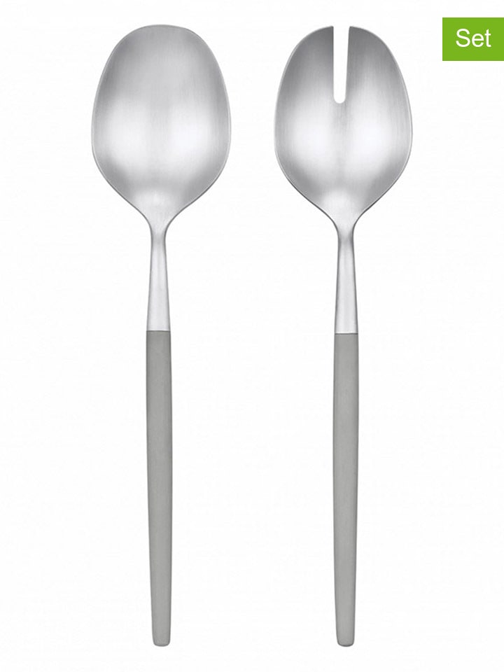 Blomus 2-częściowy zestaw "Maxime" w kolorze srebrno-szarym do sałaty - wys. 28 cm rozmiar: onesize