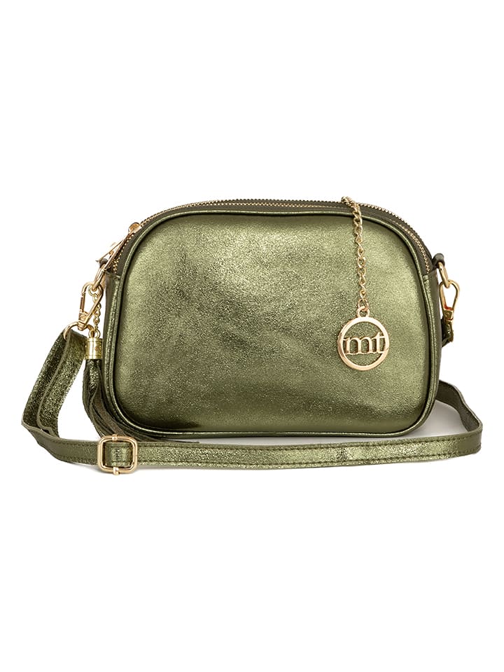 Mia Tomazzi Skórzana torebka "Gradisca" w kolorze oliwkowym - 22,5 x 16 x 7 cm rozmiar: onesize