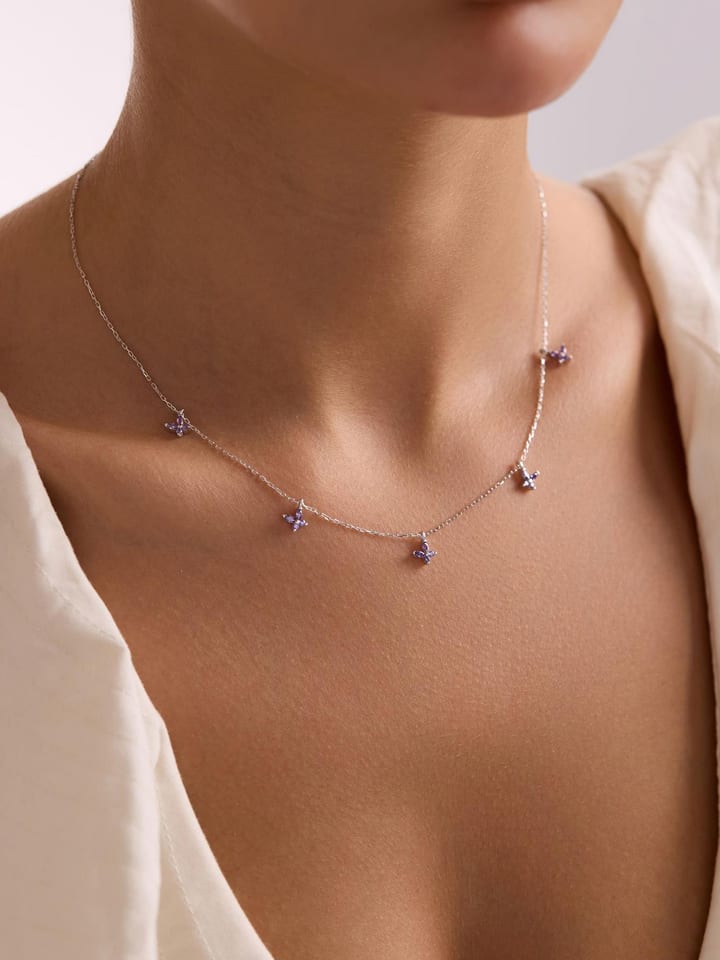 Lodie Silver Srebrny naszyjnik z elementami ozdobnymi - dł. 42 cm rozmiar: onesize