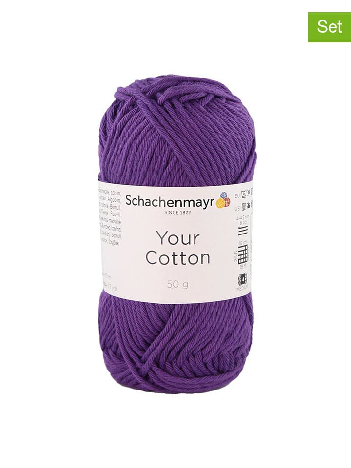 Schachenmayr since 1822 Przędza bawełniana (10 szt.) "Your Cotton" w kolorze fioletowym - 10 x 50 g rozmiar: onesize