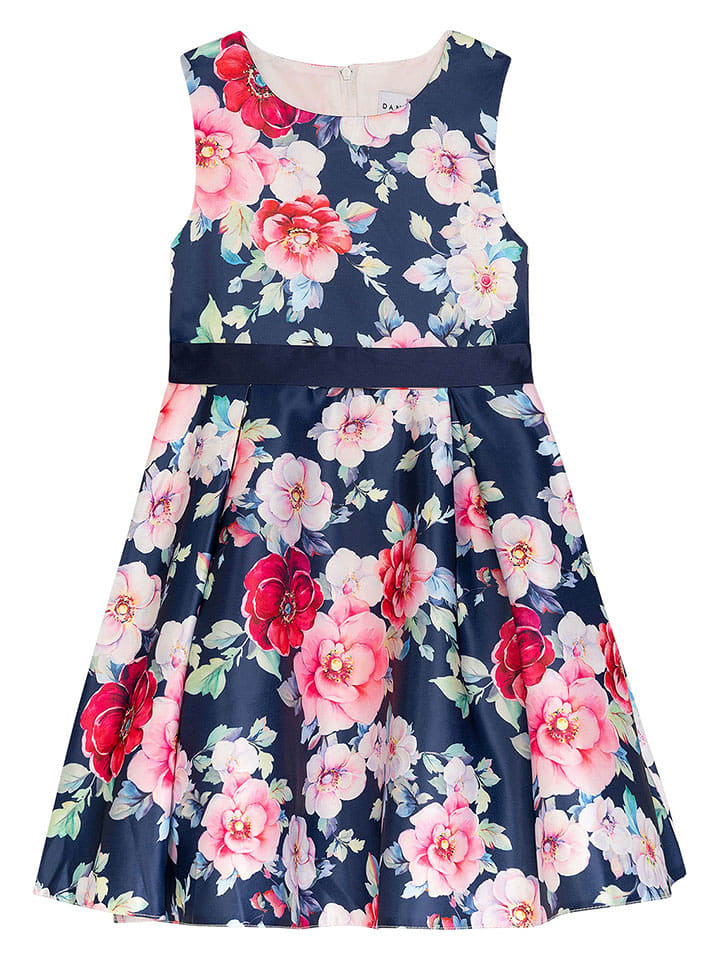 Danamade Sukienka "Dlore" w kolorze granatowo-jasnoróżowo-czerwonym rozmiar: 152