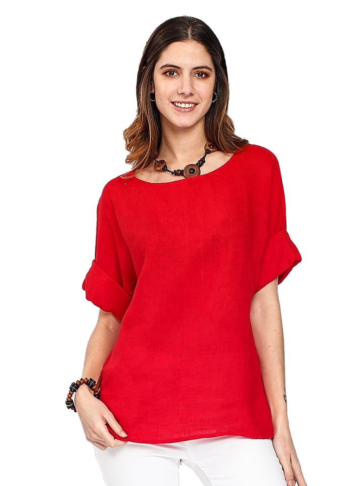 Le Jardin du Lin Lniana koszulka w kolorze czerwonym rozmiar: 40