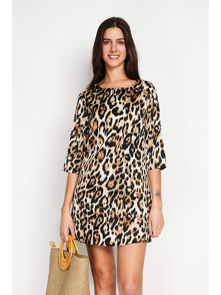 William de Faye Sukienka w kolorze jasnobrązowo-biało-czarnym rozmiar: 40