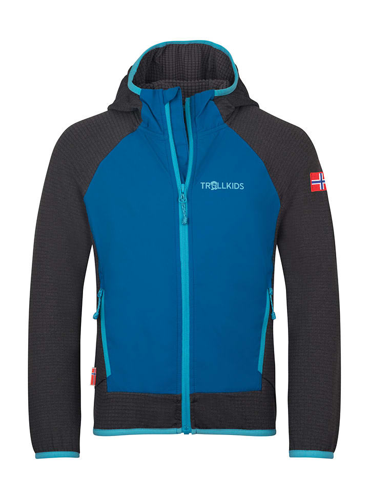 Trollkids Hybrydowa kurtka polarowa "Seiland" w kolorze czarno-niebieskim rozmiar: 110