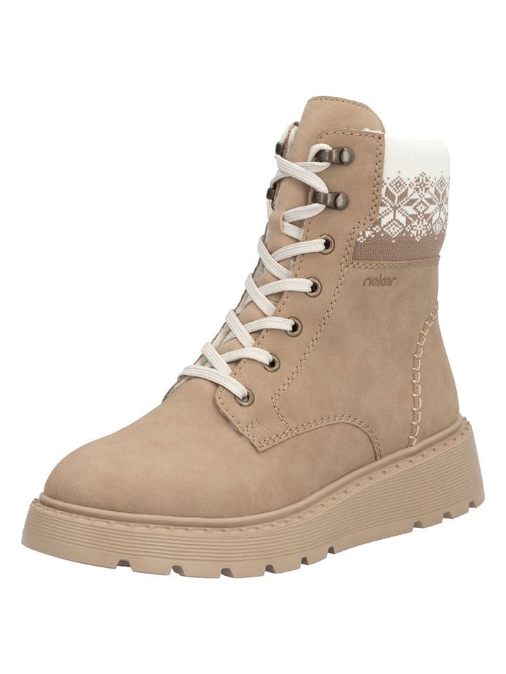 rieker Skórzane botki w kolorze beżowym rozmiar: 36