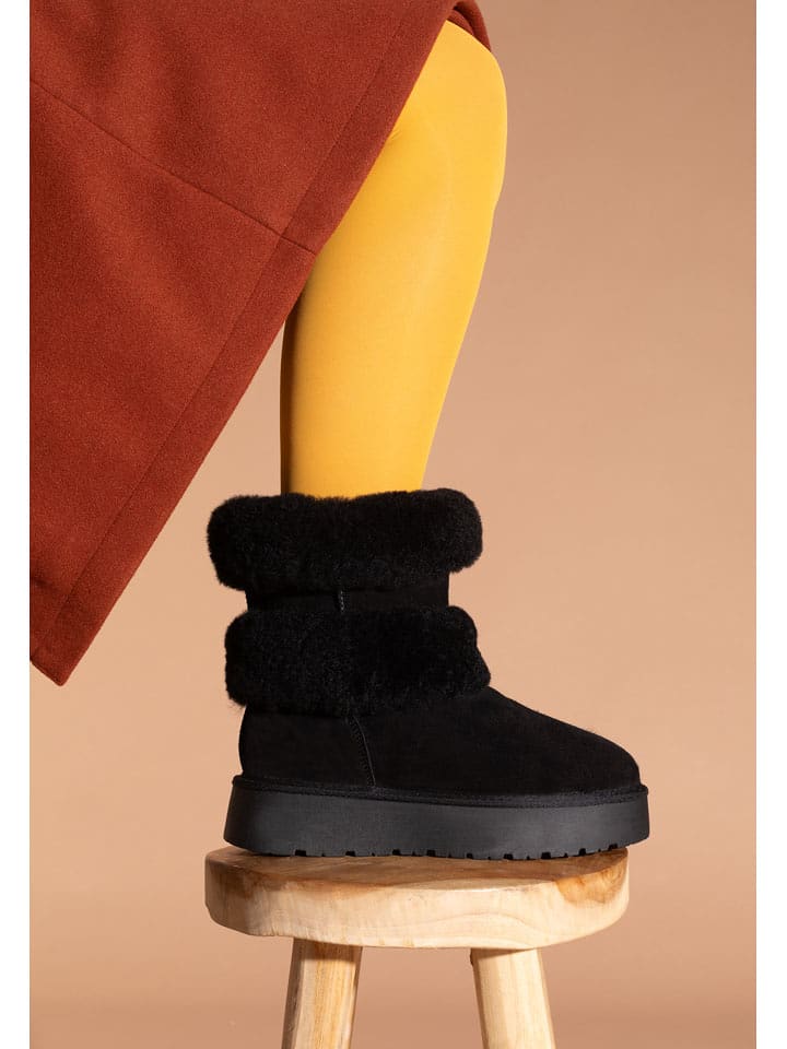 Gooce Skórzane kozaki zimowe "Mara" w kolorze czarnym rozmiar: 39