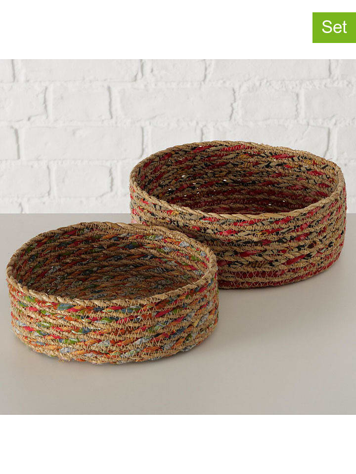 Boltze Koszyki (2 szt.) "Avalua" w kolorze jasnobrązowym ze wzorem rozmiar: onesize