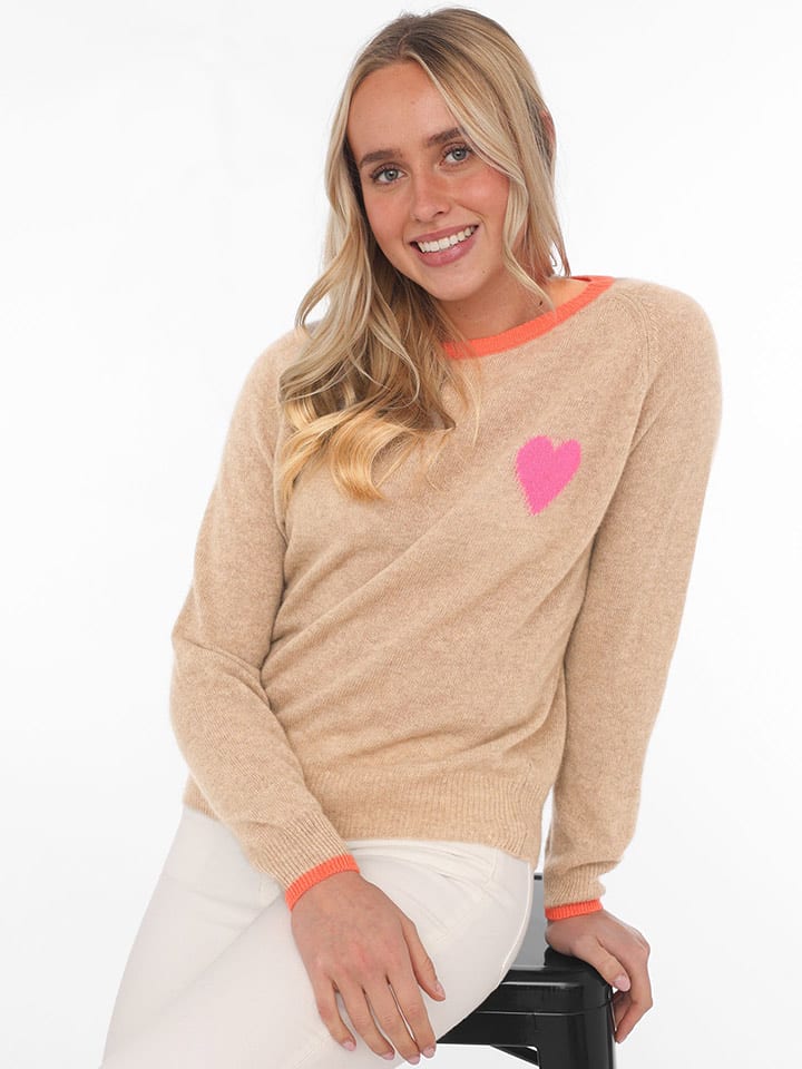 Zwillingsherz Kaszmirowy sweter w kolorze beżowym rozmiar: L