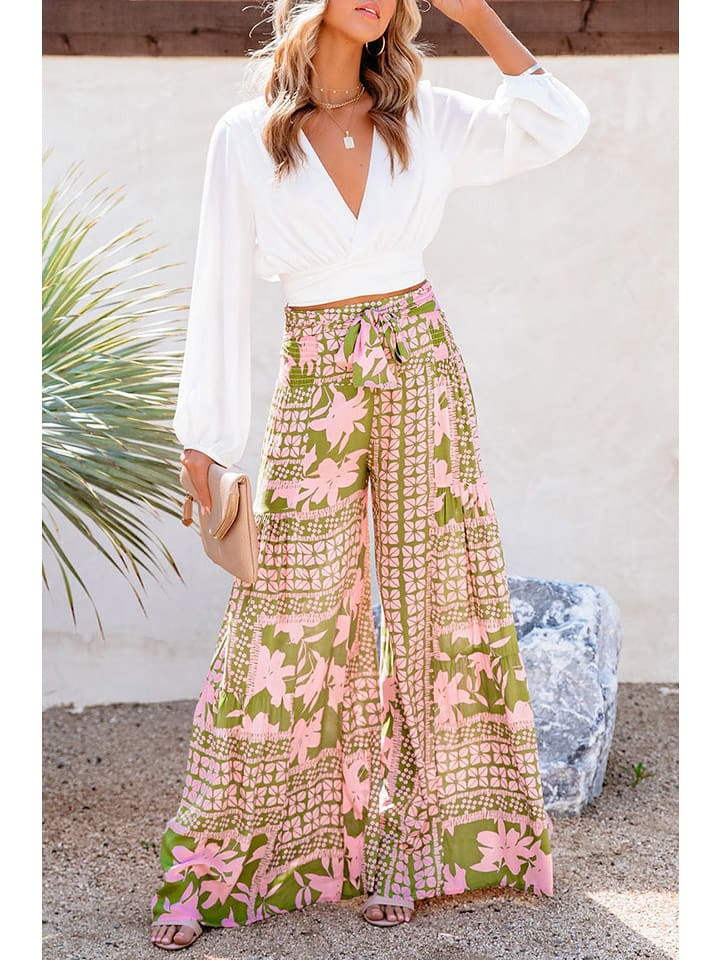 Milan Kiss Spodnie w kolorze oliwkowo-jasnoróżowym rozmiar: XL