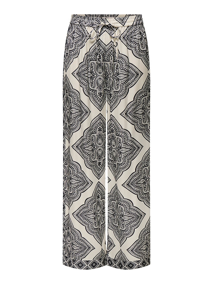 ONLY Spodnie w kolorze beżowo-czarnym rozmiar: XS/L32