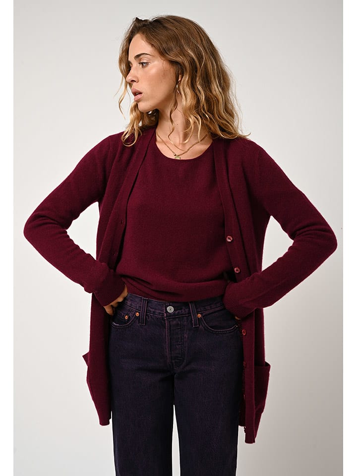 AUTHENTIC CASHMERE Kaszmirowy kardigan "Cimet" w kolorze bordowym rozmiar: M