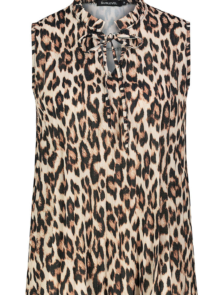 Sublevel Bluzka w kolorze beżowo-czarnym rozmiar: S