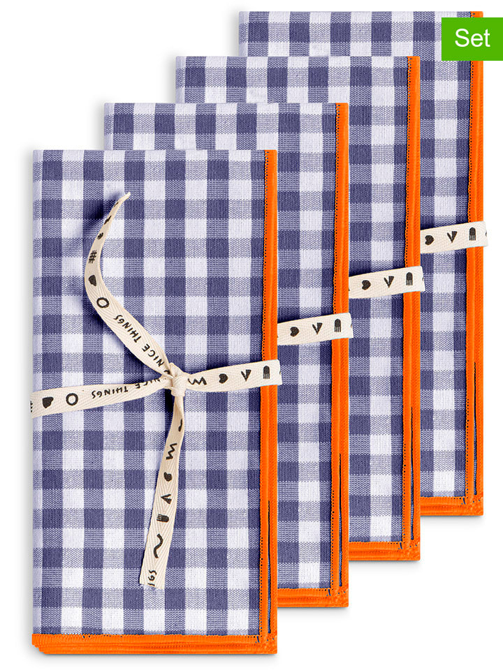 Really Nice Things Serwetki (4 szt.) "Contrast Edge" w kolorze niebieskim - 40 x 40 cm rozmiar: onesize