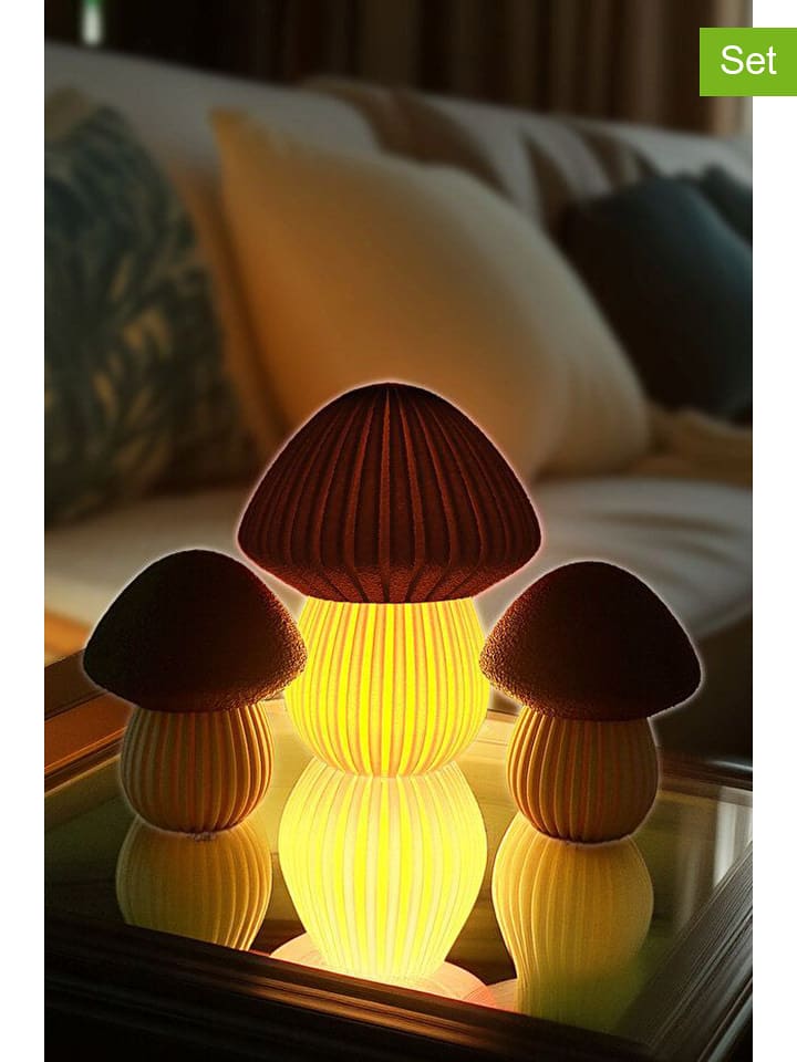 ABERTO DESIGN Świeczniki (3 szt.) w kolorze kremowo-brązowym rozmiar: onesize