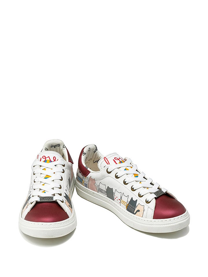 Goby Skórzane sneakersy w kolorze bordowo-białym rozmiar: 42