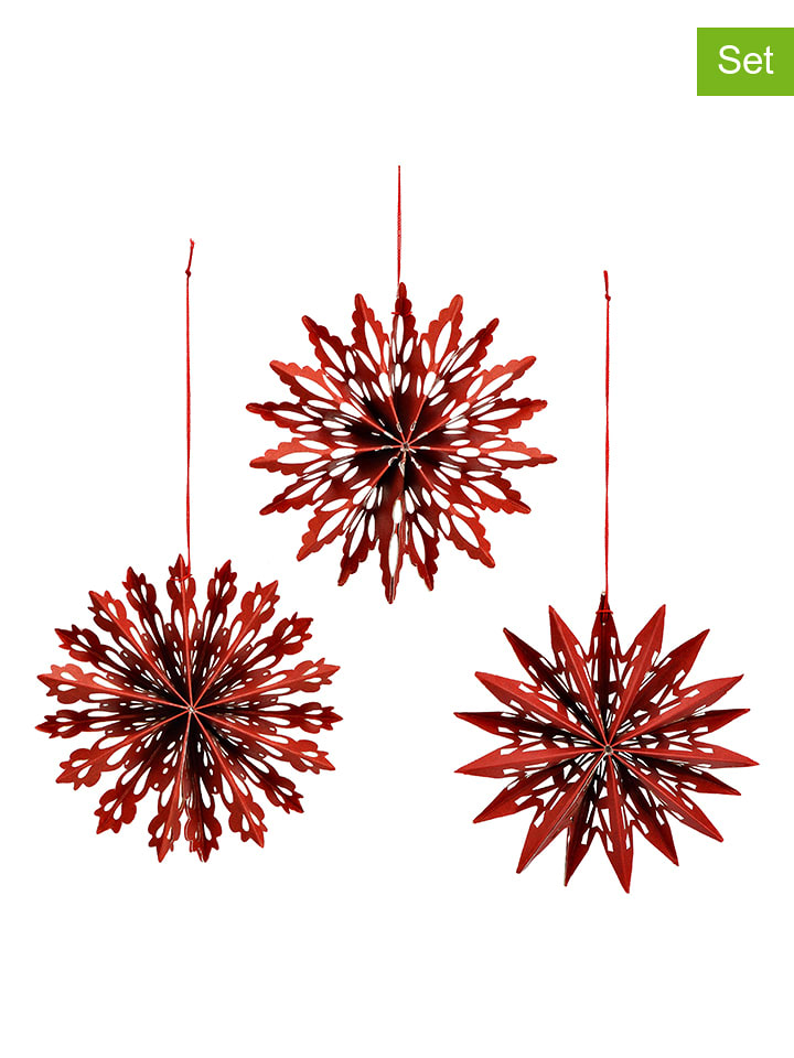 G. Wurm Zawieszki dekoracyjne (12 szt.) "Snowflake" w kolorze czerwonym - Ø 10 cm rozmiar: onesize