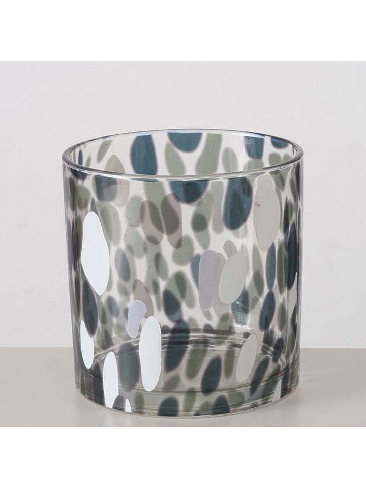 Boltze Świecznik "Dotty" w kolorze biało-zielonym - wys. 15 x Ø 15 cm rozmiar: onesize