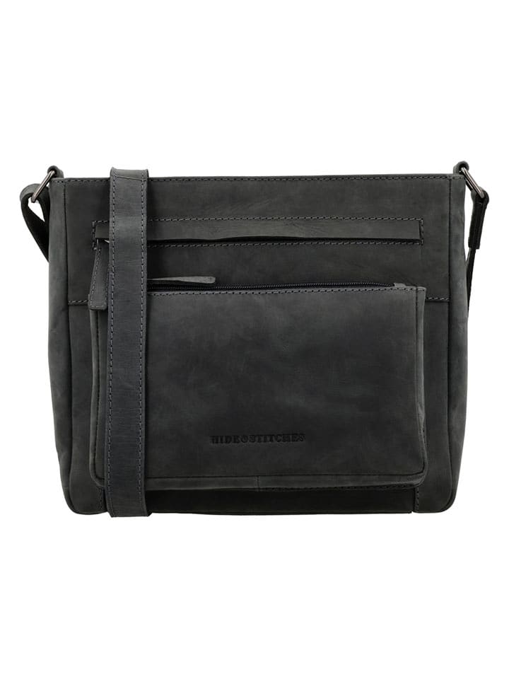 HIDE & STITCHES Skórzana torebka "Idaho" w kolorze czarnym - 27 x 23 x 7 cm rozmiar: onesize