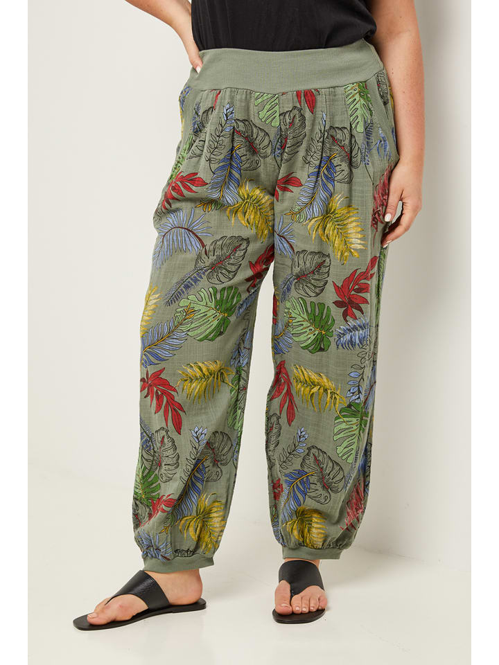 Curvy Lady Spodnie w kolorze oliwkowo-czerwonym rozmiar: 44/46