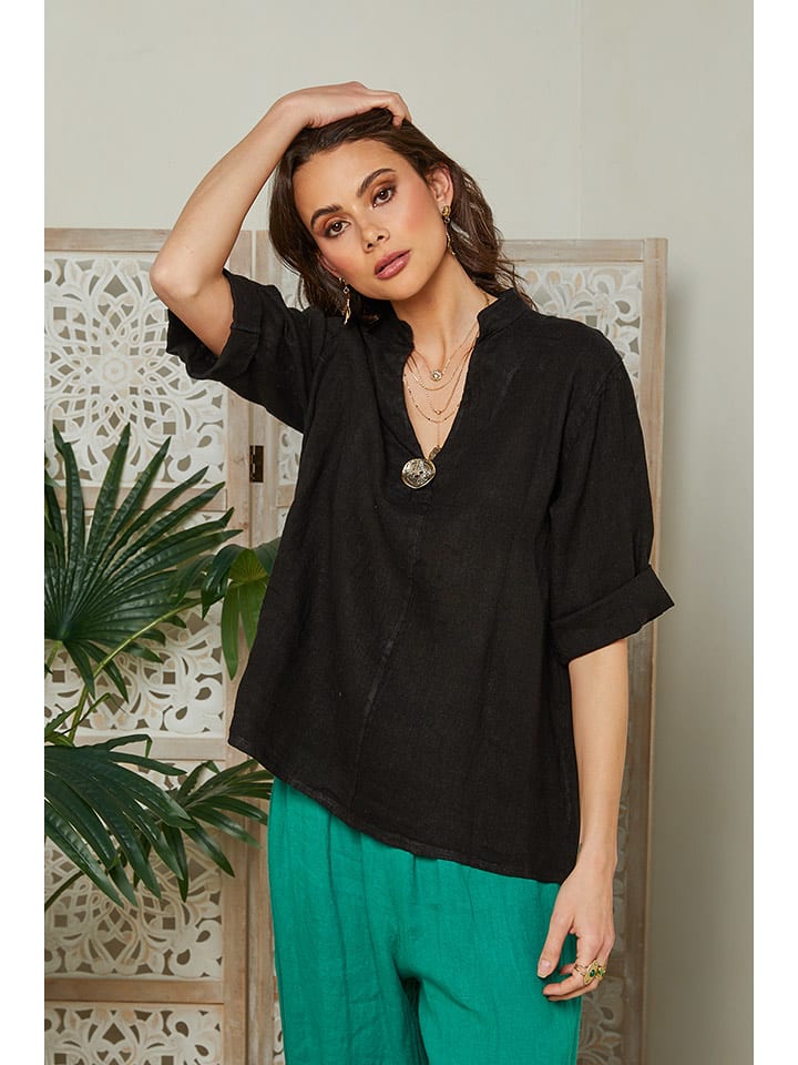 Lin Passion Lniana bluzka w kolorze czarnym rozmiar: 46/48