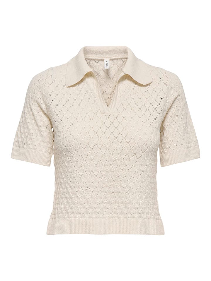 ONLY Dzianinowa koszulka polo w kolorze beżowym rozmiar: XL