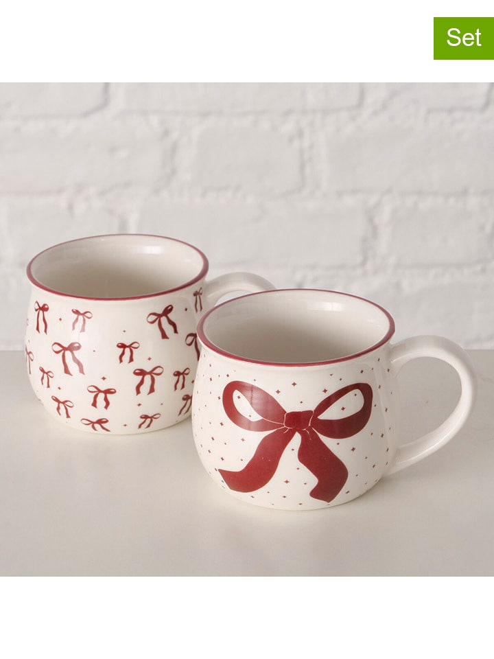 Boltze Kubki (2 szt.) "Boucle" w kolorze biało-czerwonym - 180 ml rozmiar: onesize