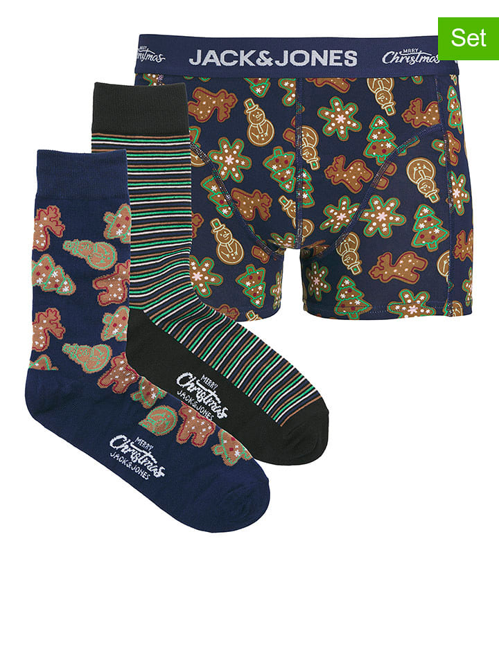 JACK & JONES Junior 3-częściowy zestaw "Gingerbread" w kolorze granatowo-czarnym rozmiar: 152