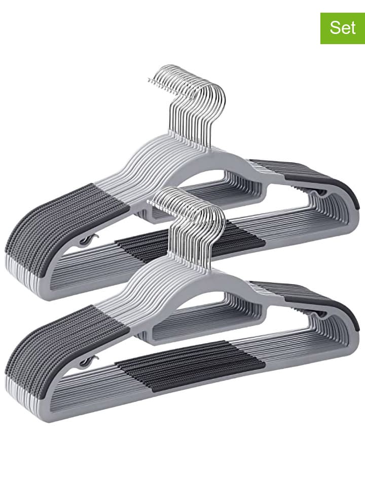 Songmics Wieszaki (30 szt.) w kolorze srebrno-jasnoszarym na ubrania - 42 x 21,5 cm rozmiar: onesize