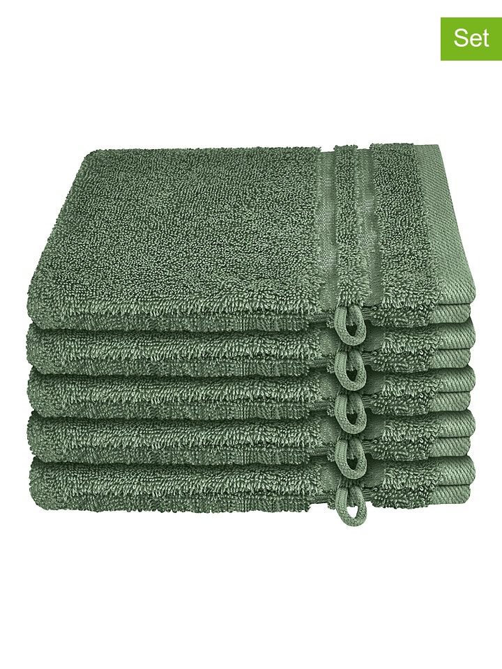 Schiesser Myjki (5 szt.) "Milano" w kolorze zielonym rozmiar: 16x22 cm